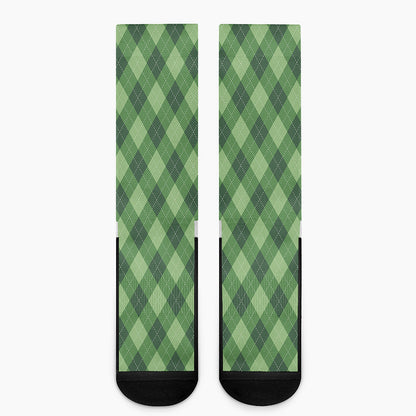 Forest Green Argyle Pattern Print Crew Socks