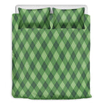 Forest Green Argyle Pattern Print Duvet Cover Bedding Set