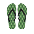 Forest Green Argyle Pattern Print Flip Flops