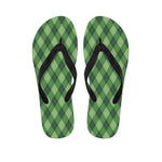Forest Green Argyle Pattern Print Flip Flops