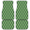 Forest Green Argyle Pattern Print Front and Back Car Floor Mats