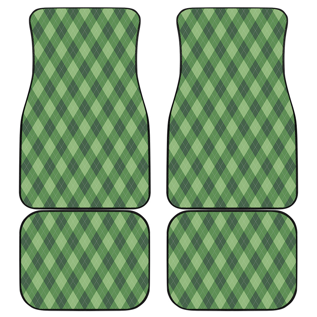 Forest Green Argyle Pattern Print Front and Back Car Floor Mats