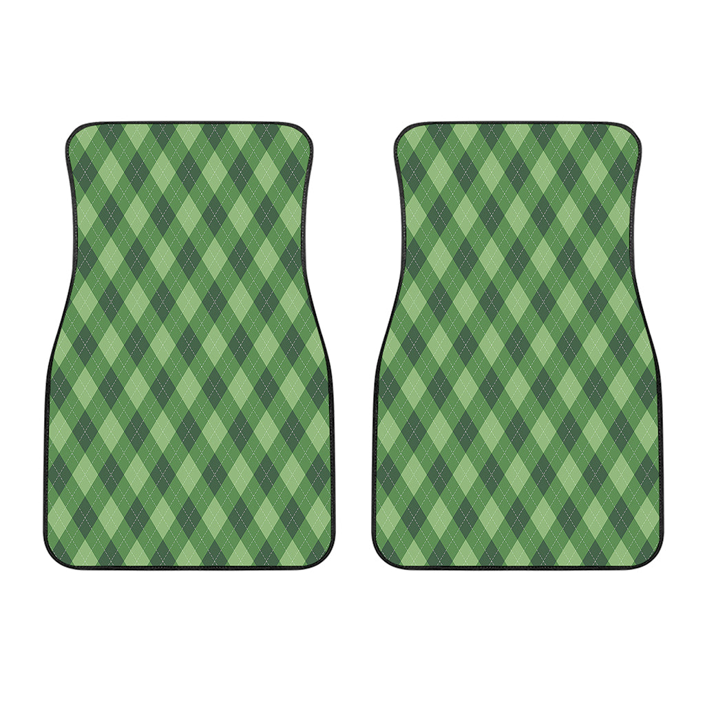 Forest Green Argyle Pattern Print Front Car Floor Mats