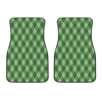Forest Green Argyle Pattern Print Front Car Floor Mats