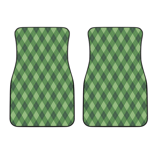 Forest Green Argyle Pattern Print Front Car Floor Mats