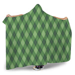 Forest Green Argyle Pattern Print Hooded Blanket