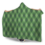 Forest Green Argyle Pattern Print Hooded Blanket
