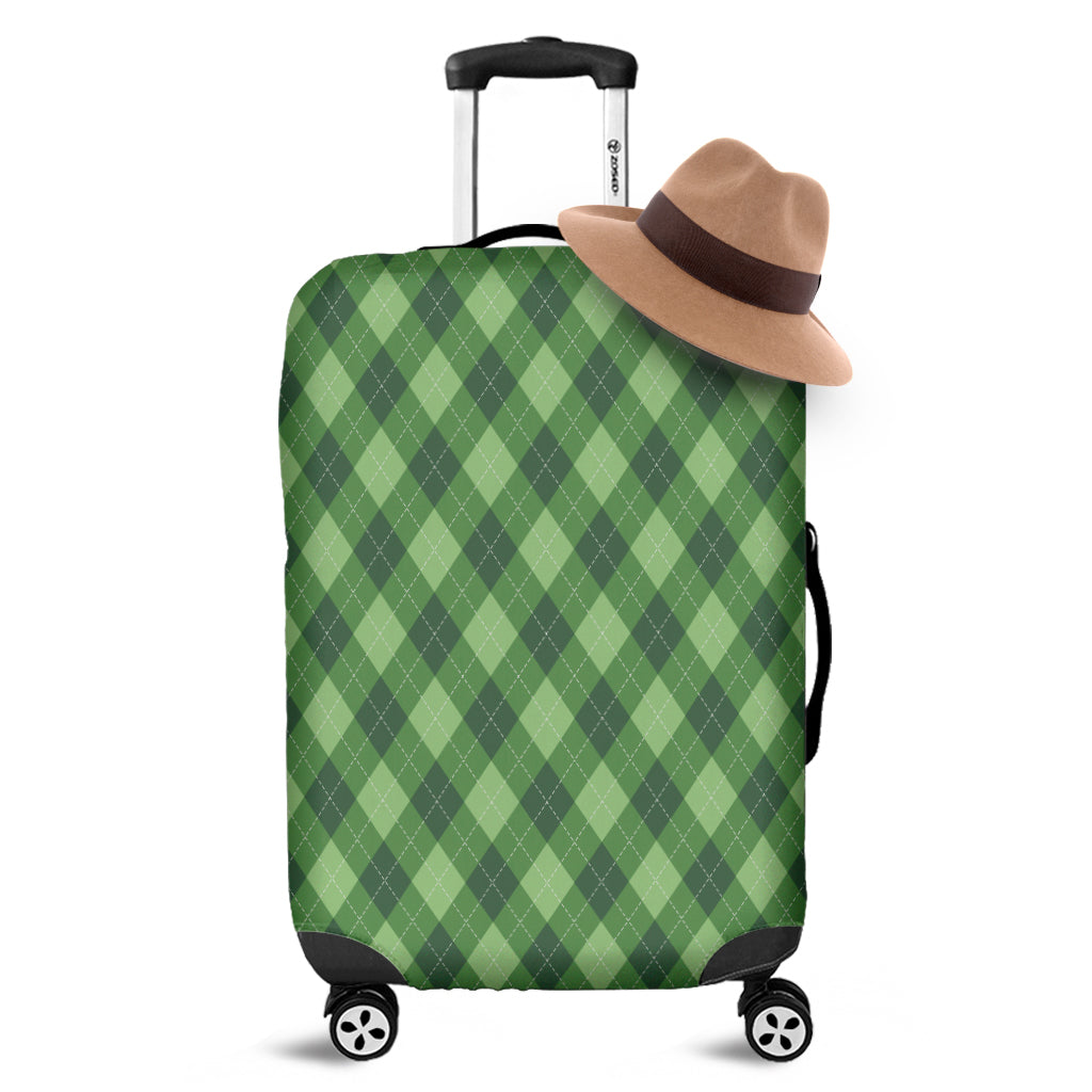 Forest Green Argyle Pattern Print Luggage Cover