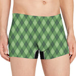 Forest Green Argyle Pattern Print Men's Boxer Briefs