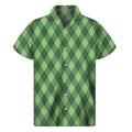 Forest Green Argyle Pattern Print Men's Short Sleeve Shirt