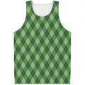 Forest Green Argyle Pattern Print Men's Tank Top