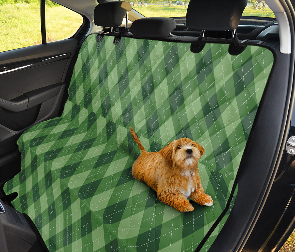 Forest Green Argyle Pattern Print Pet Car Back Seat Cover