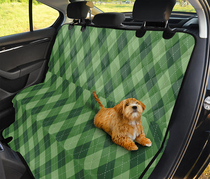 Forest Green Argyle Pattern Print Pet Car Back Seat Cover