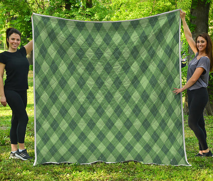 Forest Green Argyle Pattern Print Quilt
