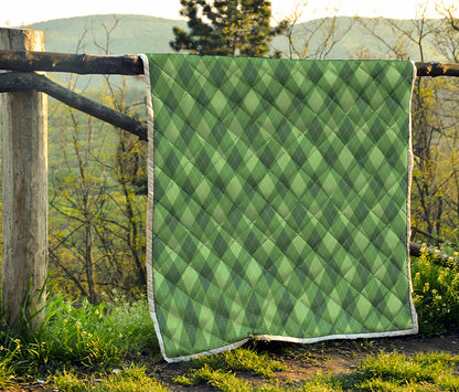 Forest Green Argyle Pattern Print Quilt