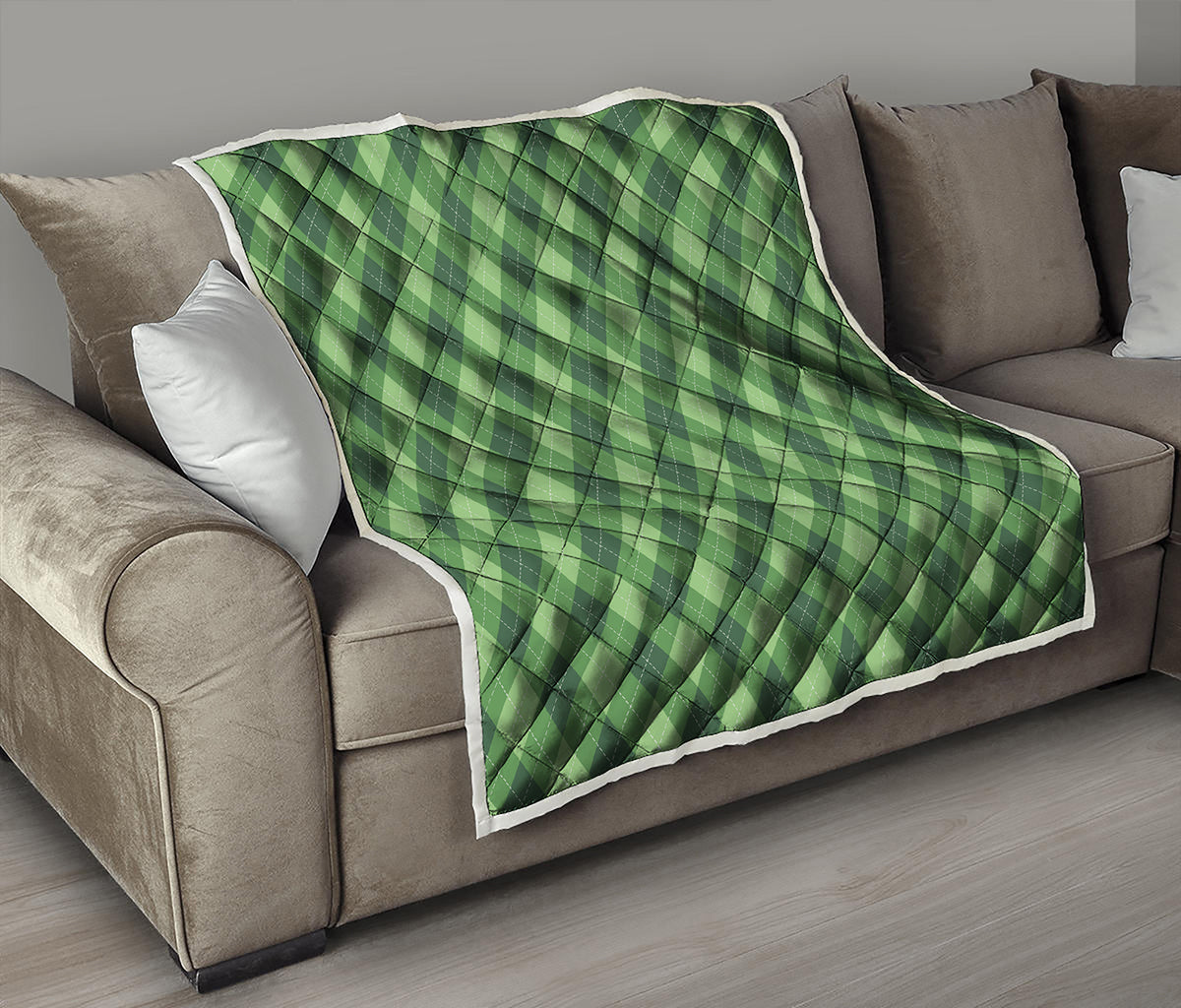 Forest Green Argyle Pattern Print Quilt