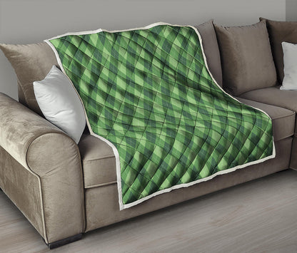 Forest Green Argyle Pattern Print Quilt