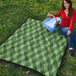 Forest Green Argyle Pattern Print Quilt