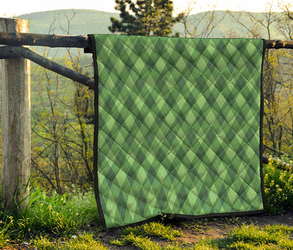 Forest Green Argyle Pattern Print Quilt