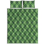Forest Green Argyle Pattern Print Quilt Bed Set