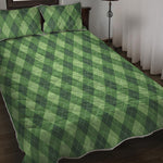 Forest Green Argyle Pattern Print Quilt Bed Set