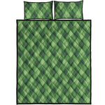 Forest Green Argyle Pattern Print Quilt Bed Set