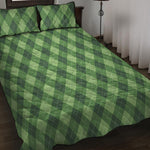 Forest Green Argyle Pattern Print Quilt Bed Set