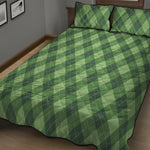 Forest Green Argyle Pattern Print Quilt Bed Set