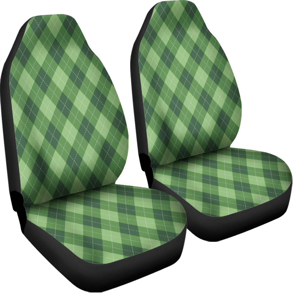 Forest Green Argyle Pattern Print Universal Fit Car Seat Covers