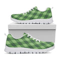 Forest Green Argyle Pattern Print White Running Shoes