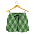 Forest Green Argyle Pattern Print Women's Shorts