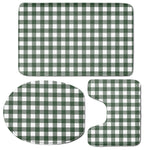 Forest Green Buffalo Check Pattern Print 3 Piece Bath Mat Set