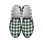 Forest Green Buffalo Check Pattern Print Black Slip On Shoes