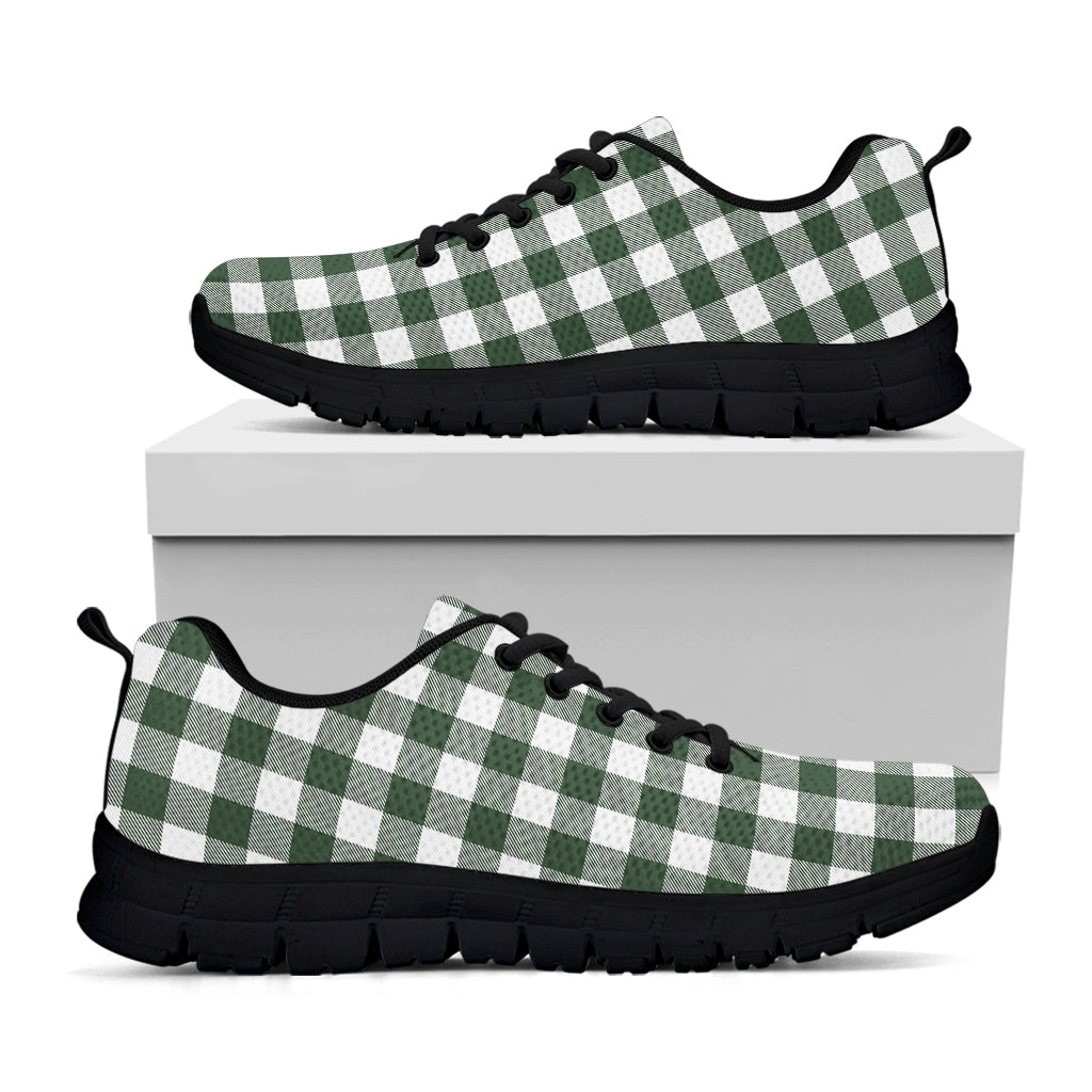 Forest Green Buffalo Check Pattern Print Black Sneakers