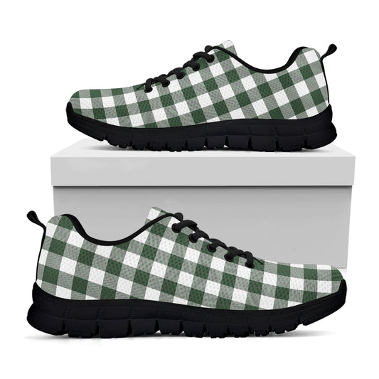 Forest Green Buffalo Check Pattern Print Black Sneakers