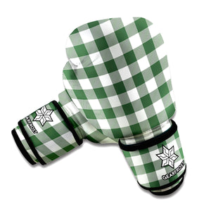 Forest Green Buffalo Check Pattern Print Boxing Gloves