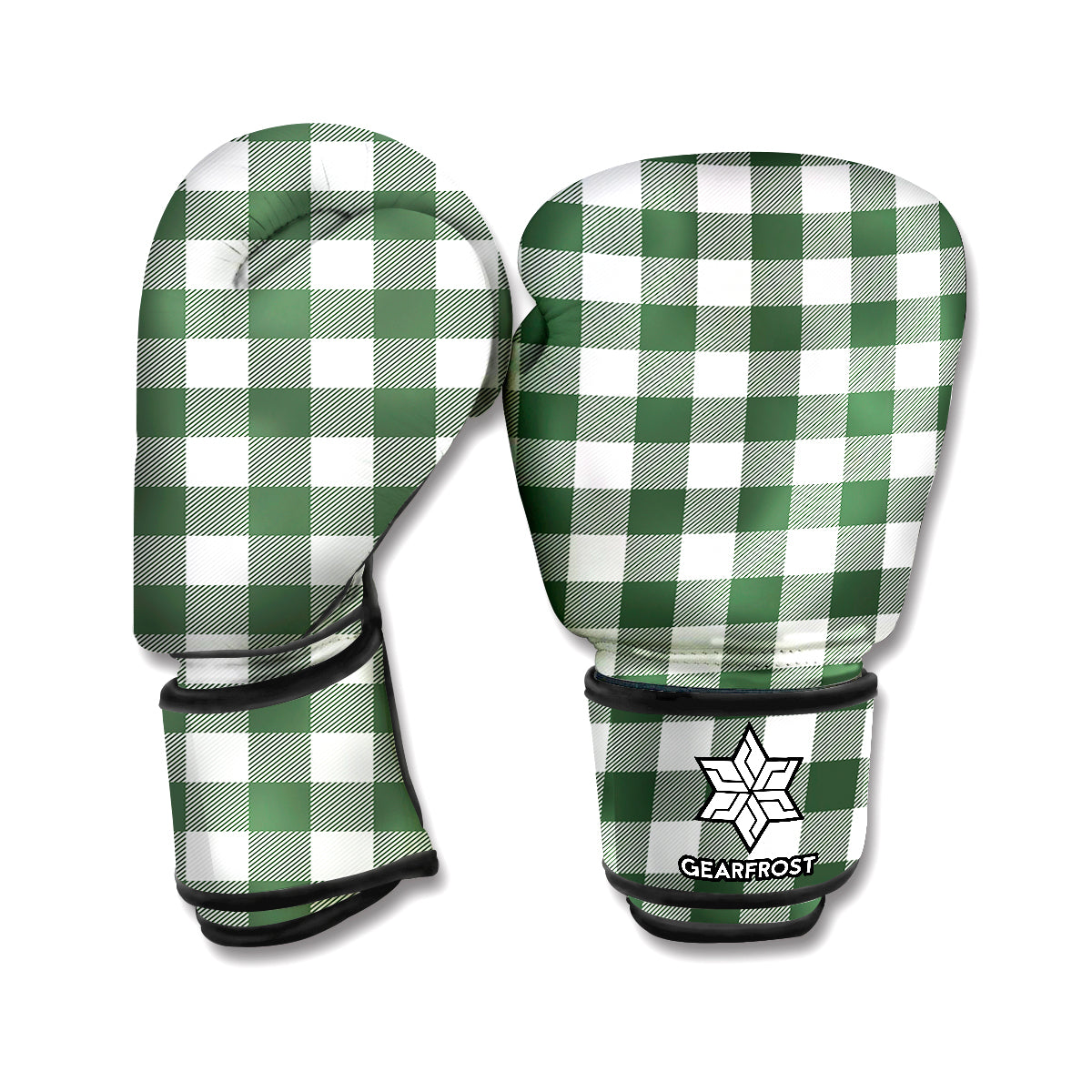 Forest Green Buffalo Check Pattern Print Boxing Gloves