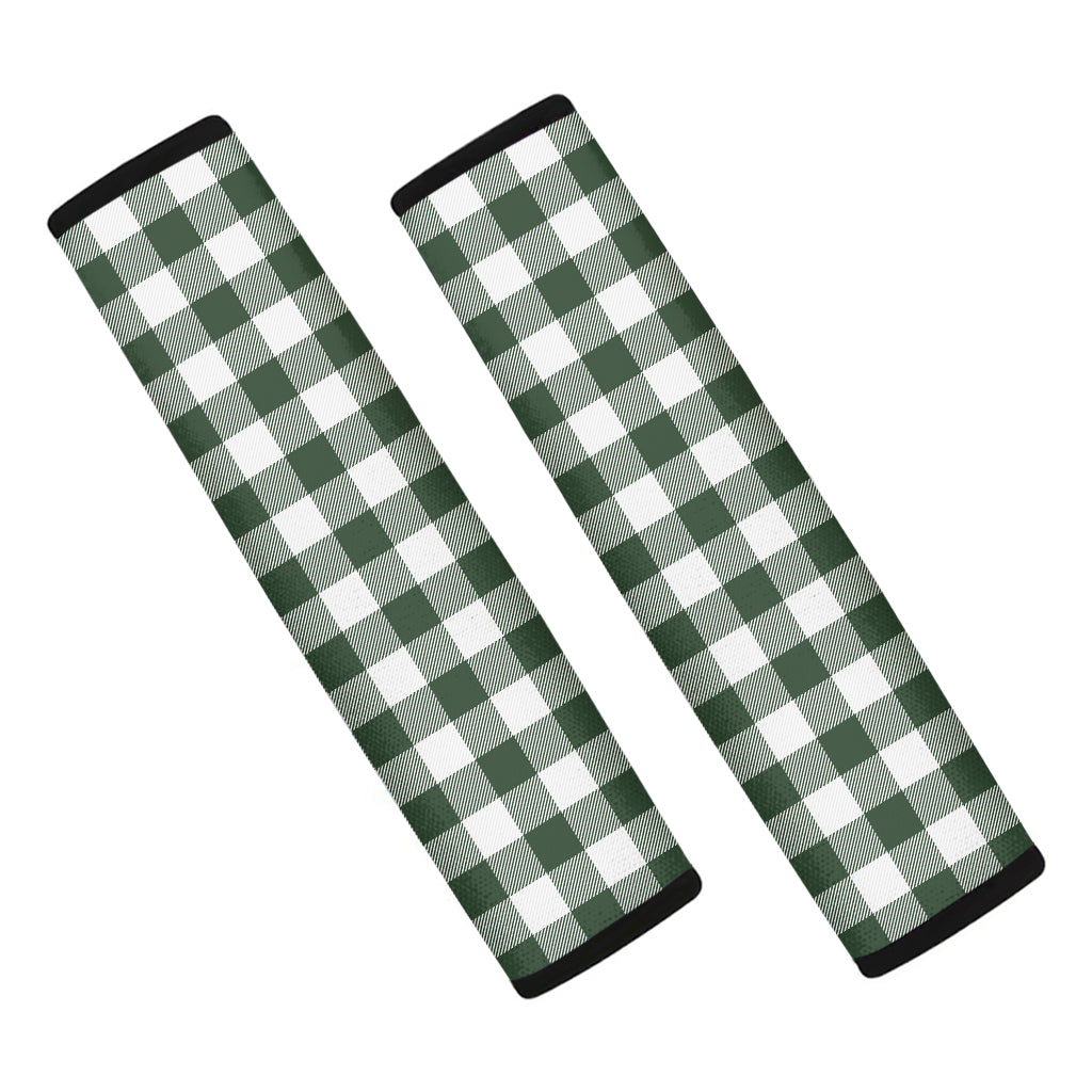 Forest Green Buffalo Check Pattern Print Car Seat Belt Covers