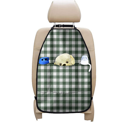 Forest Green Buffalo Check Pattern Print Car Seat Organizers