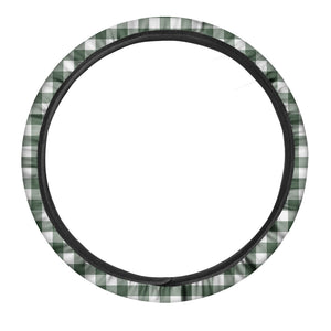 Forest Green Buffalo Check Pattern Print Car Steering Wheel Cover