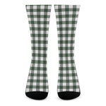 Forest Green Buffalo Check Pattern Print Crew Socks