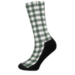 Forest Green Buffalo Check Pattern Print Crew Socks