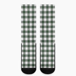 Forest Green Buffalo Check Pattern Print Crew Socks