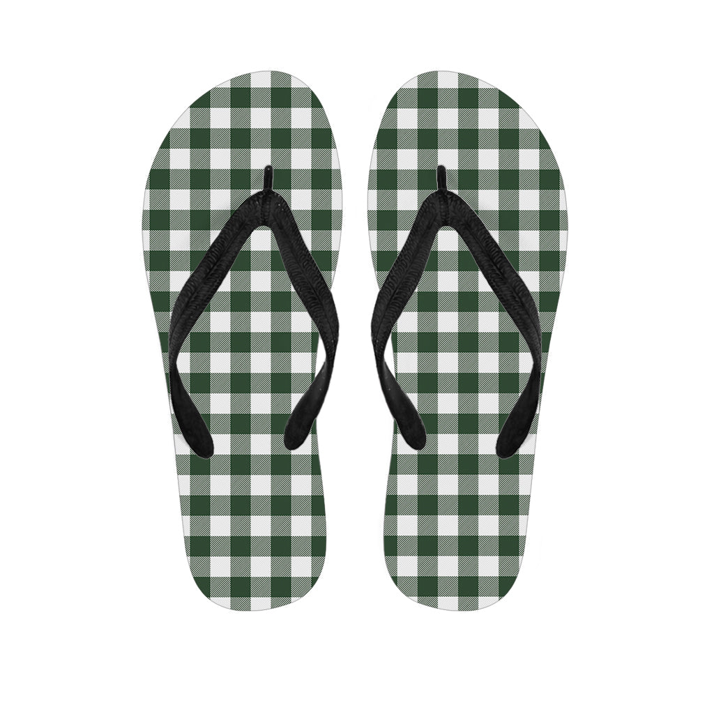 Forest Green Buffalo Check Pattern Print Flip Flops