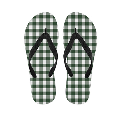 Forest Green Buffalo Check Pattern Print Flip Flops