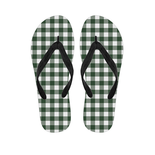Forest Green Buffalo Check Pattern Print Flip Flops