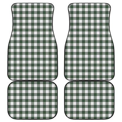 Forest Green Buffalo Check Pattern Print Front and Back Car Floor Mats