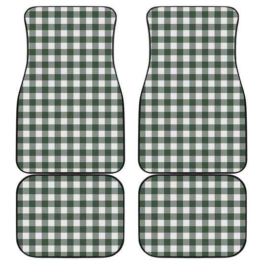 Forest Green Buffalo Check Pattern Print Front and Back Car Floor Mats