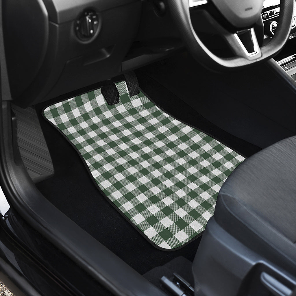 Forest Green Buffalo Check Pattern Print Front and Back Car Floor Mats