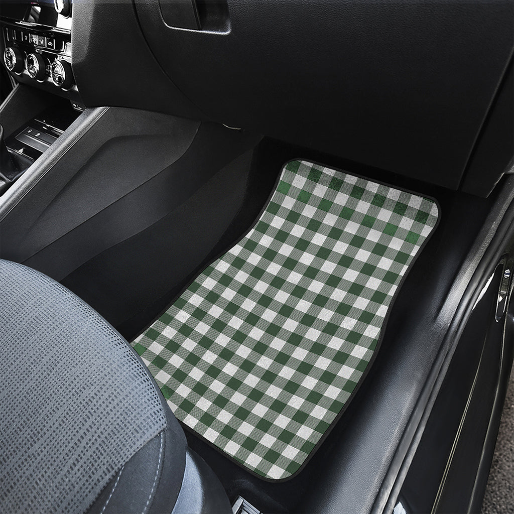 Forest Green Buffalo Check Pattern Print Front and Back Car Floor Mats